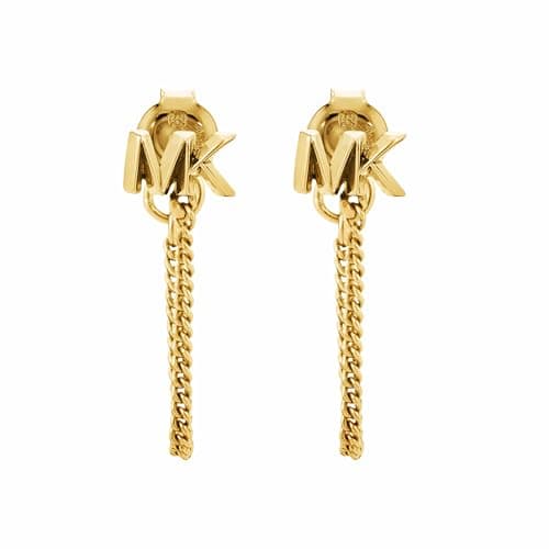 Image of Michael Kors Sterling Silver Pave Logo Stud Earrings with Precious Metal Plating, One Size, Sterling Silver, No Gemstone