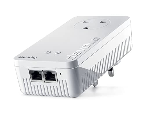 Image of Devolo 8703 Wi-Fi ac Repeater Plus (Wi-Fi Booster with Plug Socket, Faster Internet using Dual Wi-Fi, Compatible with all Routers, (1,200 mbps, 2x LAN Ports, AP mode, Access Point), White