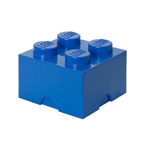 Image of LEGO Storage Brick 4 Knobs Blue - Stackable Plastic Storage Box with Lid for Kids and Adults Ideal Desk Organizer and Toy Box - 5.6L Capacity