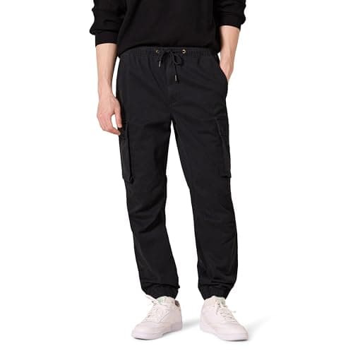 Image of Amazon Essentials Men's Drawstring-Waist Regular-Fit Cargo Joggers, Black, S