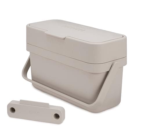Image of Joseph Joseph Compo 4 Easy-fill Slimline Food Waste Recycling Caddy with air vent, optional door mount, 4 Litres-Stone
