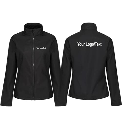 Image of PROSTYLE SPORTS Custom Printed Personalised Women's Softshell Jacket outdoor jacket, office work Gift casual jacket (UK, Alpha, M, Regular, Regular, Black)