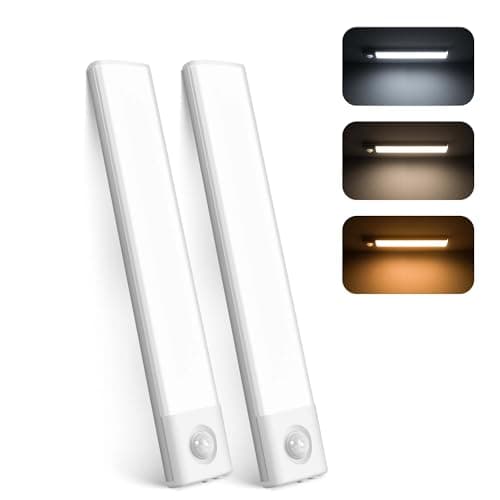 Image of innolife Under Cabinet Kitchen Lights,1200mAh 40 LED Motion Sensor Dimmable Cupboard Lights,Wireless USB Type-C Rechargeable Wardrobe Light with Magnetic Sticker for Kitchen,Closet,Stairs(2 Pack)