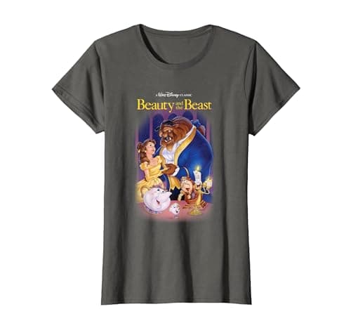 Image of Disney Beauty and the Beast Belle Beast Cover T-Shirt, Women, Asphalt Grey, Small
