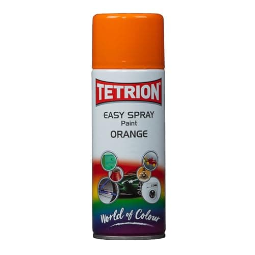 Image of Tetrion High-Visibility Orange Spray Paint 400ml - Quick-Dry Aerosol for Wood, Metal & Plastic, Durable Finish