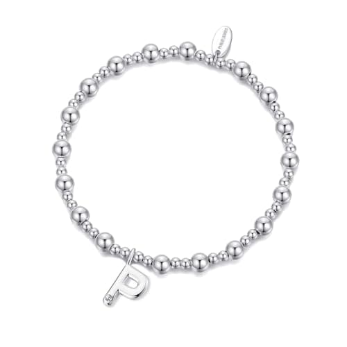 Image of Philip Jones Letter P Initial Stretch Bracelet Created with Zircondia® Crystals