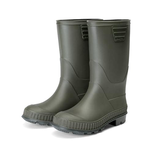 Image of DREAM PAIRS Kids Rain Boots Easy-On Lightweight Non-Slip Outsole for Boys & Girls Outdoor Rainy Day Play,Size 3 Big Kid,Olive,KKUMRB2506
