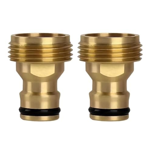 Image of 3/4 Inch Brass Male Hose Tap Connector - 2 Pack BSP Threaded Water Pipe Fitting for Garden Hose, Outdoor Tap Adapter for Sprinklers, Washing Machines & Watering Systems