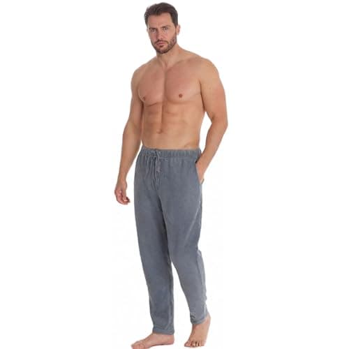 Image of INSIGNIA Mens Fleece Check Pyjamas Lounge Pants Bottoms (Grey Minky Fleece, M)