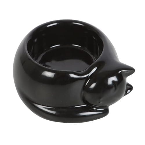 Image of Something Different Black Cat Tealight Candle Holder - Cosy Figurine With Gloss Finish, Unique Home Decor Accessory and Elegant Ornament Stand