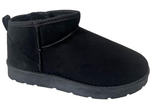 Image of sole london Ladies Womens Low Ankle Warm Comfy Faux Fur Slip ON Platform Boots Shoes, BLACK 8