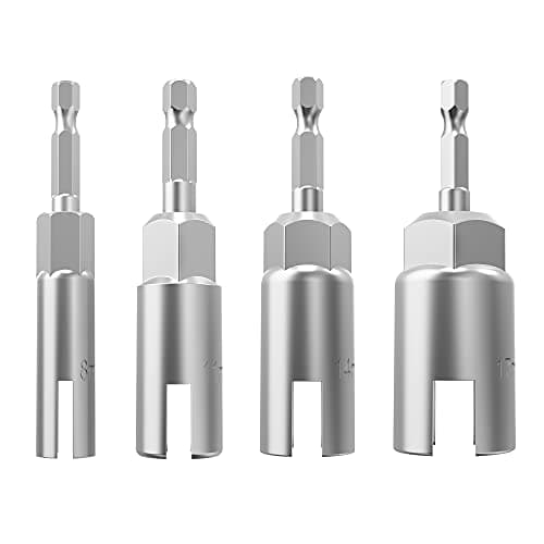 Image of 4 Pack 1/4" Hex Shank，Power Wing Nut Driver Set,Slot Wing Nuts Drill Bit Socket Wrenches Tools Set, Drills Bits for Panel Nuts Screws Eye C Hook Bolt (4 Pack 4 Size （8mm,11mm,14mm,17mm）)