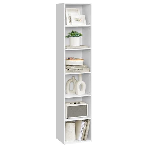 Image of VASAGLE Bookcase, 6-Tier Bookshelf, Open Storage Shelf, Shelving Unit, 24 x 30.2 x 160.7 cm, for Living Room, Home Office, Dinning Room, Cloud White LBC411W01