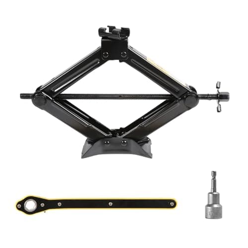 Image of 2 Ton Heavy-Duty Scissor Jack Car Lift - Labour-Saving Ratchet Handle & Electric Drill Compatible, Thickened Steel Plate Construction for Cars/SUVs/MPVs, Emergency Car Jack Kit with Lifting Wrench