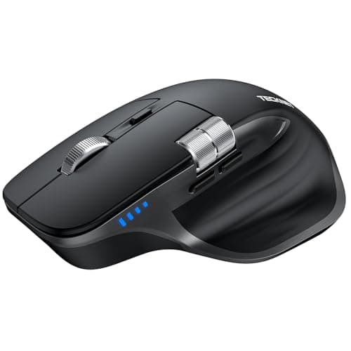 Image of TECKNET Bluetooth Mouse, Wireless Mouse with Thumb Scroll, Rechargeable Mice, Dual Bluetooth 5.3 & 2.4GHz, Ergonomic, 4800DPI Adjustable, Silent Click, Computer Mouse for Windows/Mac OS- Dark Gray