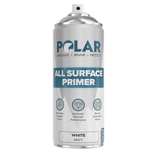 Image of Polar All Surface Primer Spray Paint - 400ml, Matt White - Quick Drying Undercoat - Easy Spray Primer with Strong Adhesion - For Interior & Exterior Surfaces