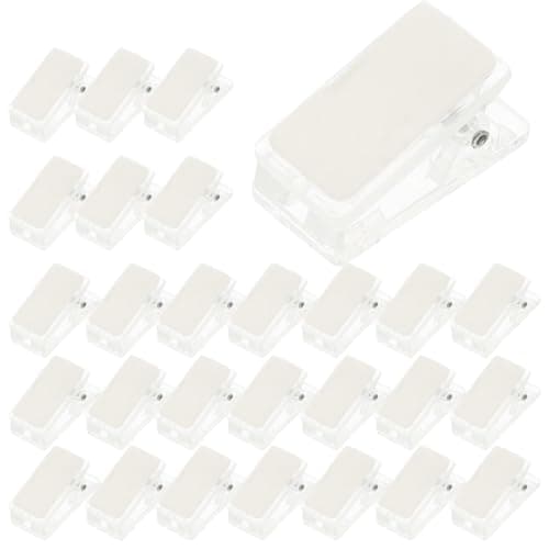 Image of SHINEOFI 30pcs Small Spring Clips Self Adhesive Wall Clips Plastic and Iron Material Easy to Remove Photo Wall Hanging for Office and Home