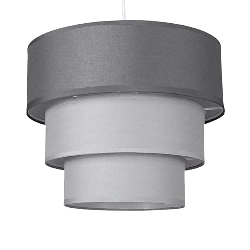 Image of Giggi 3-Tier Fabric Lamp Shade, 30cm Easy-Fit Ceiling Light Shade, Non-Electrical Pendant Lampshades for Ceiling Lights, Lamp Shades for Table Lamps, Floor Lamps, Living Room, Bedroom (Charcoal Grey)