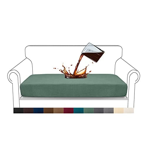 Image of Granbest Premium Water-Repellent Sofa Seat Cushion Covers High Stretch Jacquard Fabric Couch Seat Slipcover Protector for 2 seater sofa (2 seater, Matcha Green)