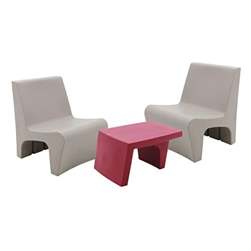 Image of Tramontina Berta Lounge Set, Coffee Table and 2 x Chairs, 3-Pcs Indoor Outdoor Patio Garden Furniture Set, Polyethylene, Easy to Clean, Casa Delta Collection