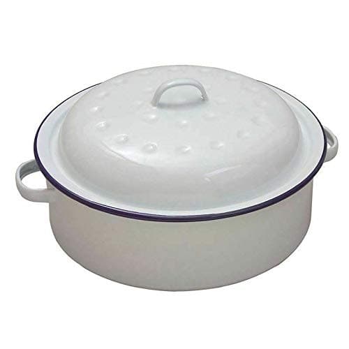 Image of Falcon Enamel Round Roaster Oven Roasting Baking Casserole Dish White 20cm Tin Tray Hot Pan