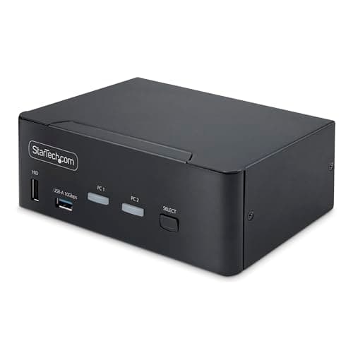 Image of StarTech.com 2-Port Dual-Monitor DisplayPort 1.4 KVM Switch, 8K 60Hz / 4K 144Hz, 2x USB 3.2 10Gbps Ports, TAA Compliant