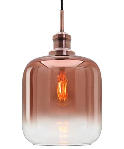 Image of Modern Vintage Glass Pendant Light Copper Smoked and Clear Transparent Ceiling Lamp Shade M0201