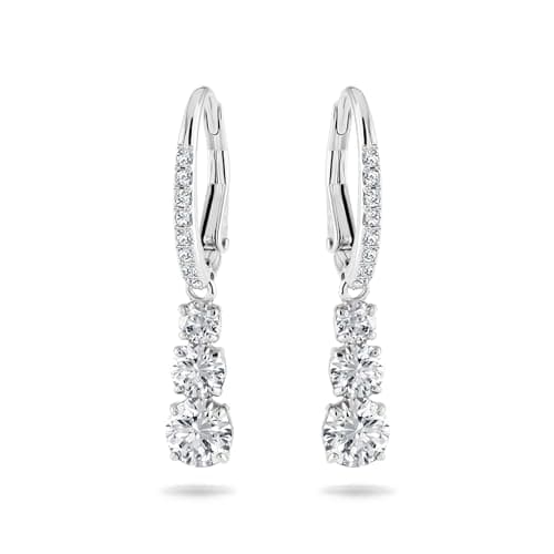 Image of Swarovski Attract Trilogy earrings, White, Rhodium plated