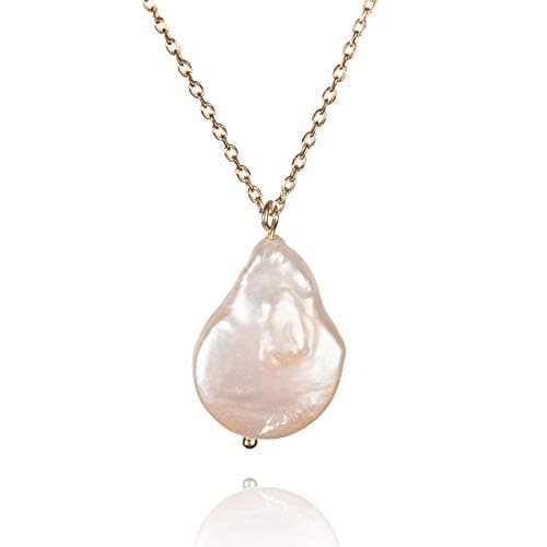 Image of Naman Baroque Pearl Pendant Necklace for Women, Gold Baroque Pearl Pendant Jewelry Gift