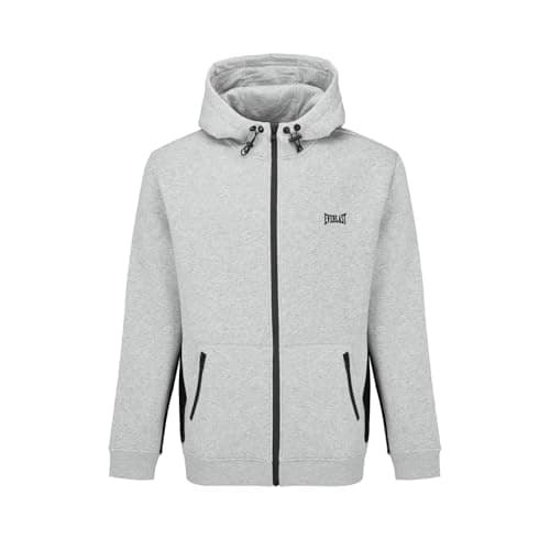 Image of Everlast Mens Premium Zip Through Hoodie Top Grey Marl L