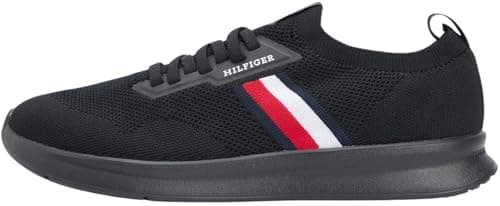 Image of Tommy Hilfiger Men's Lightweight Knitted Runner FM0FM05756 Low Top, Black (Black), 10