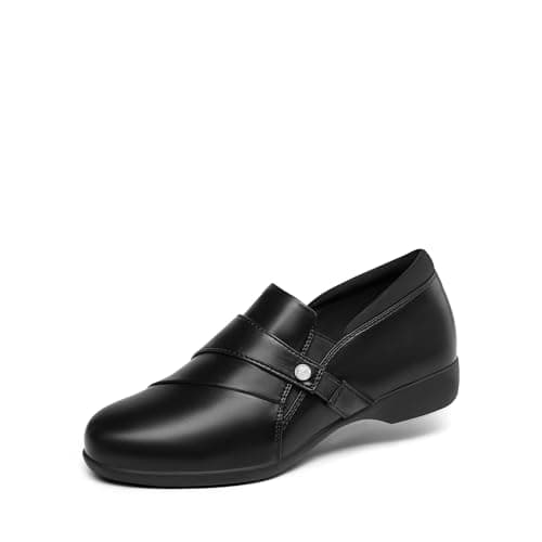 Image of DREAM PAIRS Loafers for Women Slip-on Dressy Comfortable Business Casual Work Office Faux Leather Loafer Shoes with Arch Support,Size 5.5,Black,DWUMLS2530