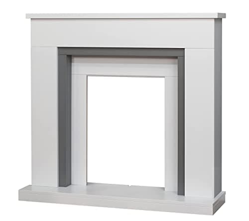 Image of Adam Milan Fireplace in Pure White & Grey, 39 Inch