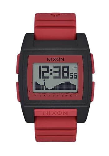 Image of Nixon Base Tide PRO Men's Watch with Red Silicone Strap 10 Bar Case Diameter 42 mm A1307-5365-00