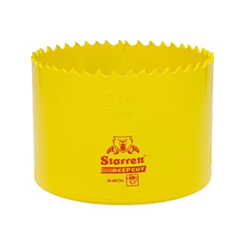 Image of Starrett Deep Cut Hole Saw - DCH0318 Heavy Duty Bi-Metal with Extra Cobalt HSS Teeth - For Metals Wood Cast Iron Fibreglass Plastic Materials - 79mm