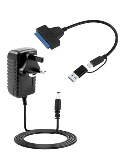 Image of USB 3.0 to SATA Cable Adapter SATA III Hard Drive Cable to Type C Adapter with 12V 2A Power Supply 3.5" HDD & 2.5" HDD/SSD Recovery SATA High-Speed Data Transfer Lead for Windows, Macos, Linux, UASP