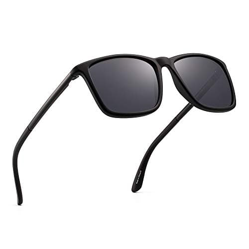 Image of Jim Halo Retro Square Polarized Sunglasses for Men - Classic Style for Driving, Cycling & Outdoor Sports - Black & Grey