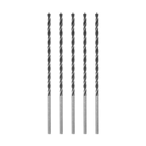 Image of sourcing map 5pcs Brad Point Drill Bits 5mm(13/64") Dia Straight Round Shank Drill Metric Brad Point 5.3" Drilling Depth Spiral Twist Drill Bits for Carpenter Woodworking Plastic Rubber