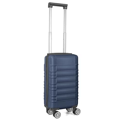 Image of Easyjet Cabin Bag 45x25x20 with Removable Wheels, ABS Hard Shell 4 Spinner Trolley Carry On Suitcase, Hand Luggage Suitcase Fits Ryanair, Jet2, Water Resistant & Safe Locking (Navy, Small)