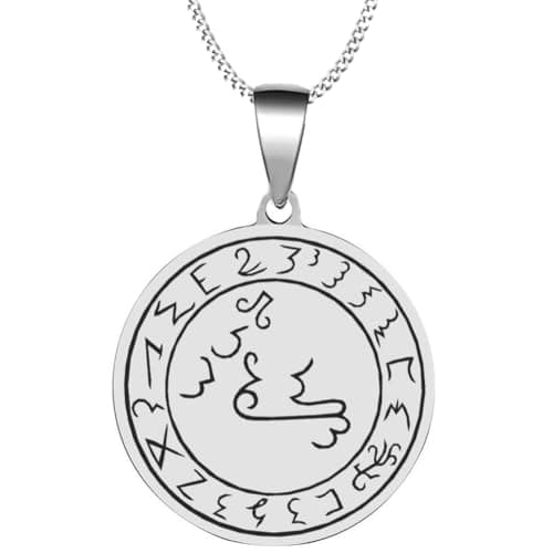 Image of Kossmee Engraved Silver Stainless Steel Pendant Necklace Chain Grimorium Verum True Grimoire Lucifer Handmade