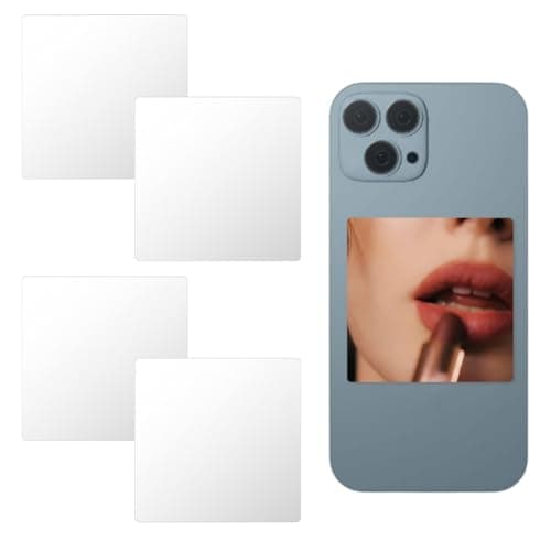 Image of SUNNYCLUE 1 Box 4Pcs Mirror Phone Charms Small Square Acrylic Smartphone Cellphone Sticker White Stick On Make Up Mirror Decal for Phone Case Back Accessories Outdoor Makeup Selfies Women Adults