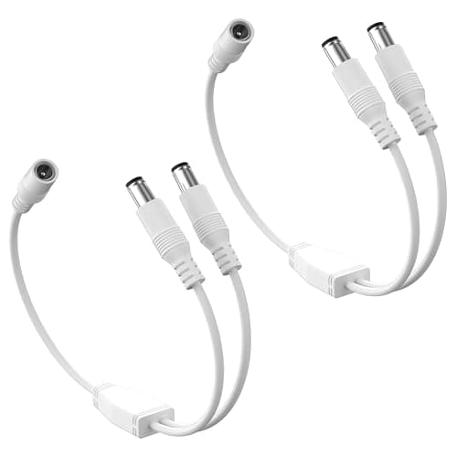 Image of PAUTIX 2 Pack 5.5 x 2.1mm Power Splitter, Female to 2 Male Y Splitter DC Power Cable for LED Strip Light, CCTV, IP Camera, DVR, Router, Monitor