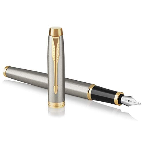 Image of Parker IM Fountain Pen | Brushed Metal | Fine Nib with Blue Ink Refill | Gift Box