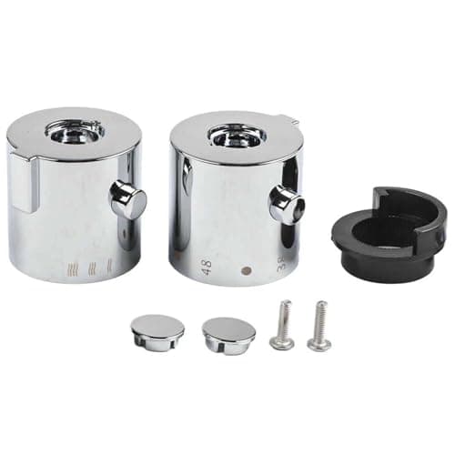 Image of hayrayo Temperature Control Knob Set,Thermostatic Shower Mixer Valve Set,Thermostatic Bath Shower Mixer Tap Parts - Chrome Plated Knob Handle for Shower Mixer, Durable & Easy to Install