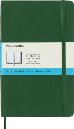 Image of Moleskine Classic Notebook, Notebook With Dotted Pages, Soft Cover and Elastic Closure, Myrtle Green, Large, 13 x 21 cm, 192 Pages