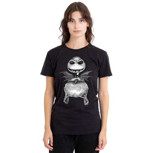 Image of The Nightmare Before Christmas Women's Jack Pumpkin Sketch Ladies T Shirt, Black, XL