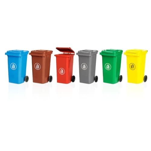 Image of BURAKH Recycling Wheelie Bin Dustbin Rubbish Waste Trash Kitchen Home Office 100L 120L EN840 | Outdoor Rubbish Waste with Wheels | Recycling Food Dustbin (Yellow, 120L)