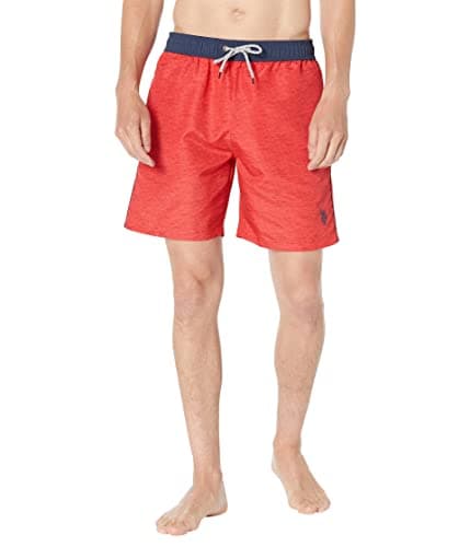 Image of U.S. Polo Assn. USPA Contrast Waistband Swim Shorts Red Heather XL