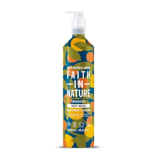 Image of Faith In Nature 500ml Metal Bottle Natural Grapefruit and Orange Body Wash, Energising Shower Gel, Vegan and Cruelty Free, No SLS or Parabens