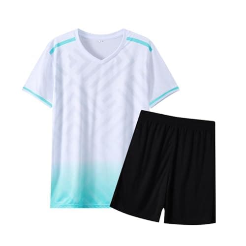 Image of Fiohiros Football Kit for Kids, Boys Football Jersey Set, Quick Dry Sport Training Suit for Unisex 6-13 Years (UK, Age, 12 Years, 13 Years, Regular, White)